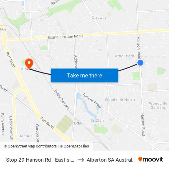 Stop 29 Hanson Rd - East side to Alberton SA Australia map