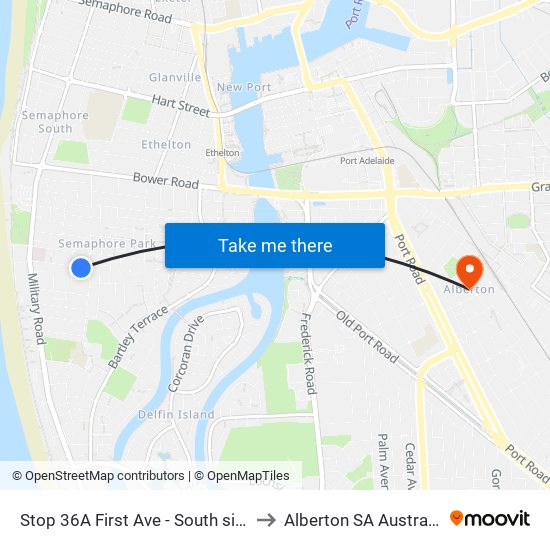 Stop 36A First Ave - South side to Alberton SA Australia map