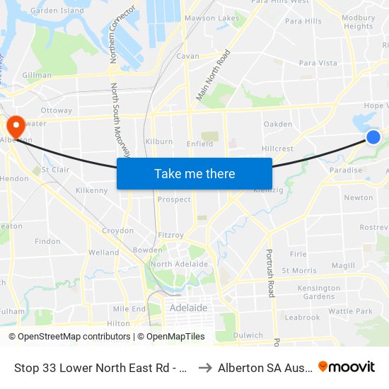 Stop 33 Lower North East Rd - East side to Alberton SA Australia map