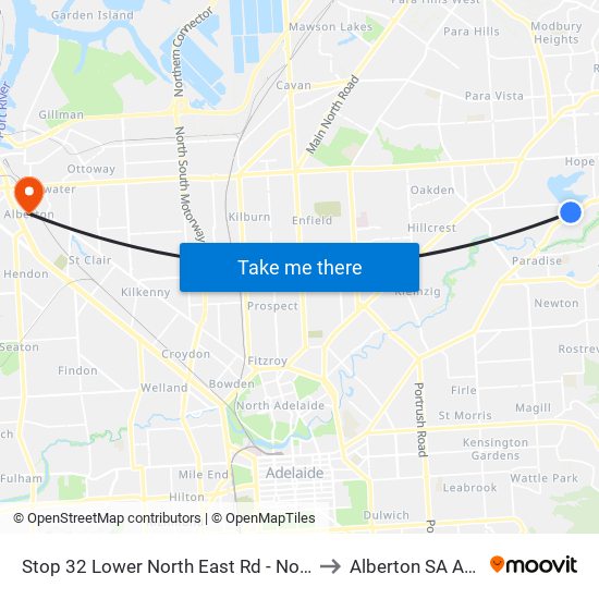 Stop 32 Lower North East Rd - North West side to Alberton SA Australia map