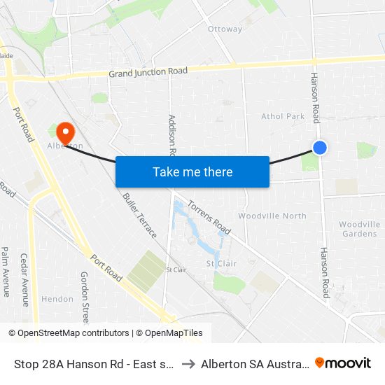 Stop 28A Hanson Rd - East side to Alberton SA Australia map