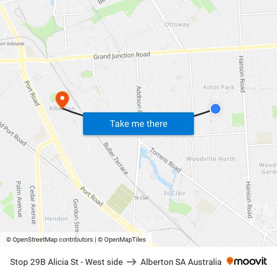 Stop 29B Alicia St - West side to Alberton SA Australia map