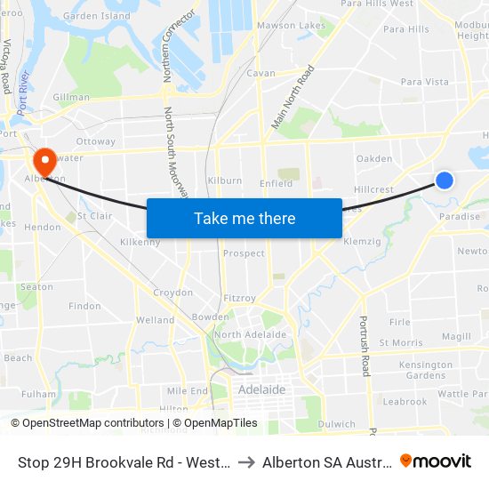 Stop 29H Brookvale Rd - West side to Alberton SA Australia map