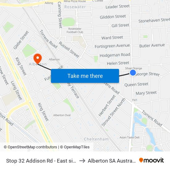 Stop 32 Addison Rd - East side to Alberton SA Australia map