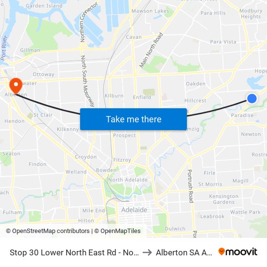 Stop 30 Lower North East Rd - North West side to Alberton SA Australia map