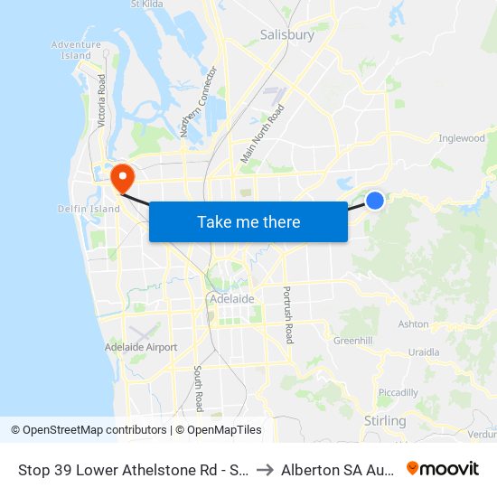 Stop 39 Lower Athelstone Rd - South side to Alberton SA Australia map