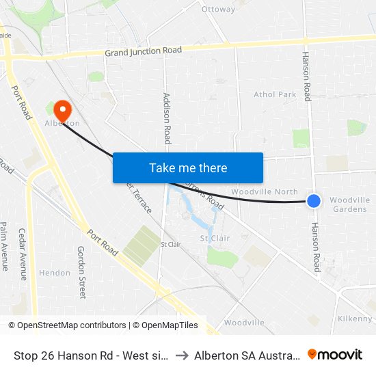 Stop 26 Hanson Rd - West side to Alberton SA Australia map