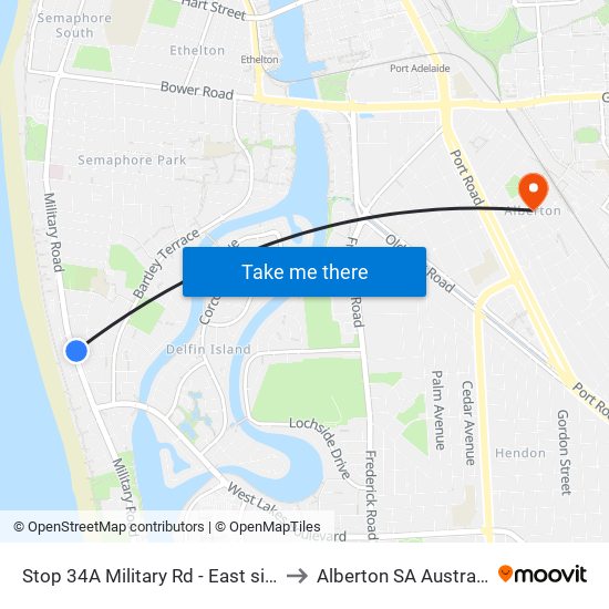 Stop 34A Military Rd - East side to Alberton SA Australia map