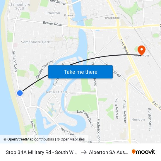 Stop 34A Military Rd - South West side to Alberton SA Australia map