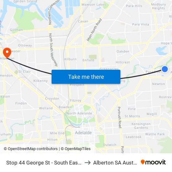 Stop 44 George St - South East side to Alberton SA Australia map