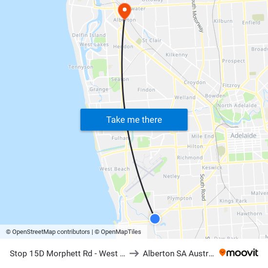 Stop 15D Morphett Rd - West side to Alberton SA Australia map