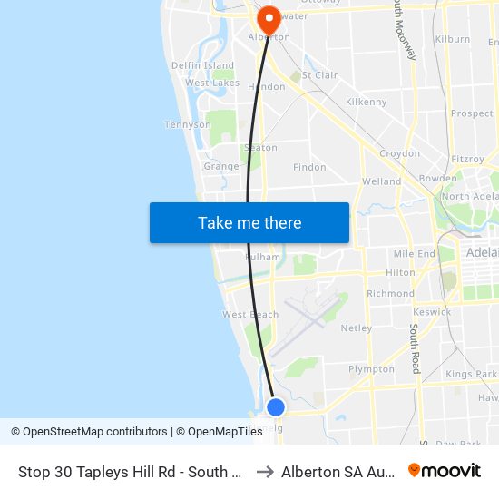 Stop 30 Tapleys Hill Rd - South West side to Alberton SA Australia map