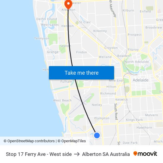 Stop 17 Ferry Ave - West side to Alberton SA Australia map