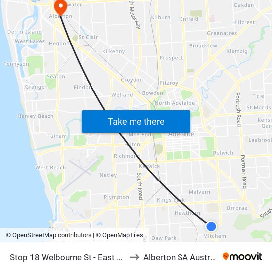 Stop 18 Welbourne St - East side to Alberton SA Australia map