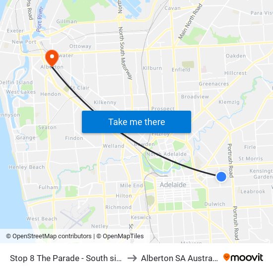 Stop 8 The Parade - South side to Alberton SA Australia map