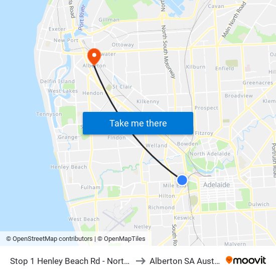 Stop 1 Henley Beach Rd - North side to Alberton SA Australia map