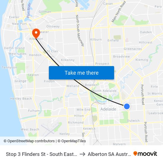 Stop 3 Flinders St - South East side to Alberton SA Australia map