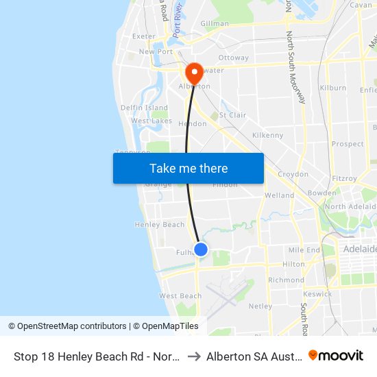 Stop 18 Henley Beach Rd - North side to Alberton SA Australia map