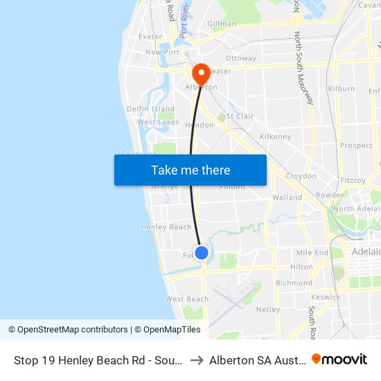 Stop 19 Henley Beach Rd - South side to Alberton SA Australia map
