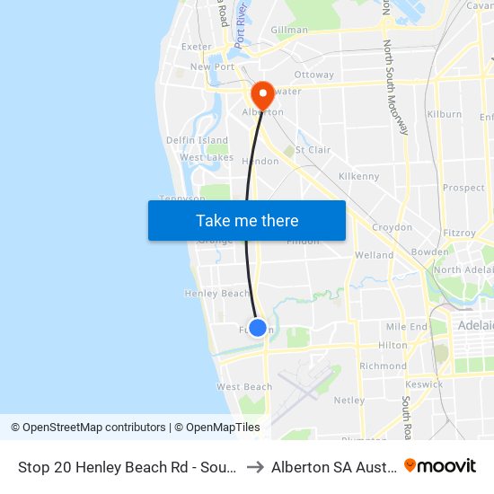 Stop 20 Henley Beach Rd - South side to Alberton SA Australia map