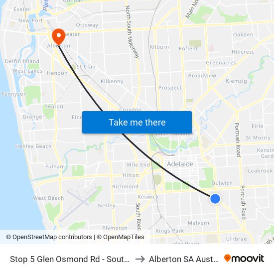 Stop 5 Glen Osmond Rd - South side to Alberton SA Australia map