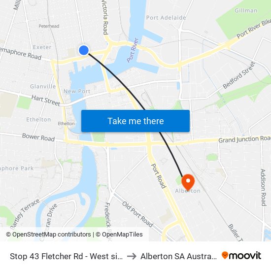 Stop 43 Fletcher Rd - West side to Alberton SA Australia map