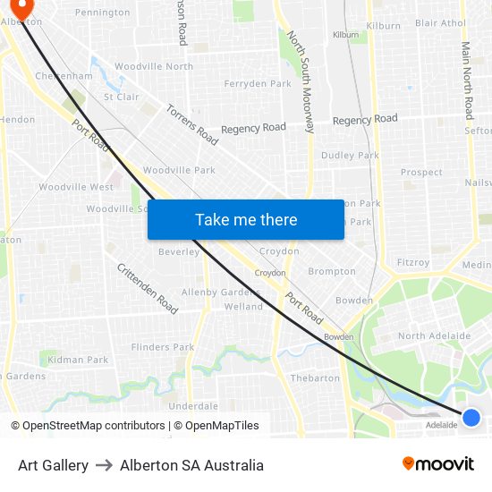 Art Gallery to Alberton SA Australia map