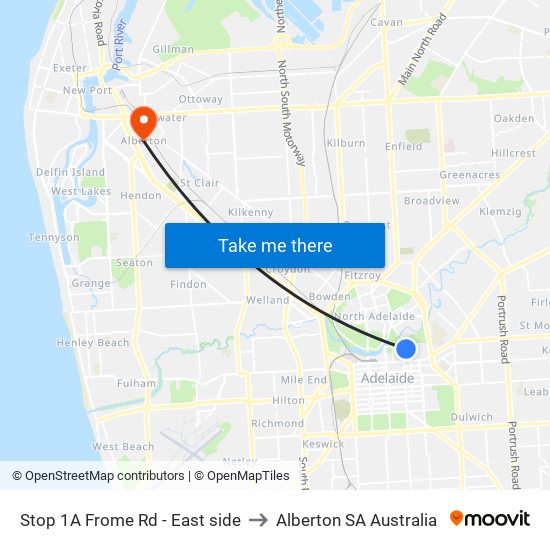 Stop 1A Frome Rd - East side to Alberton SA Australia map