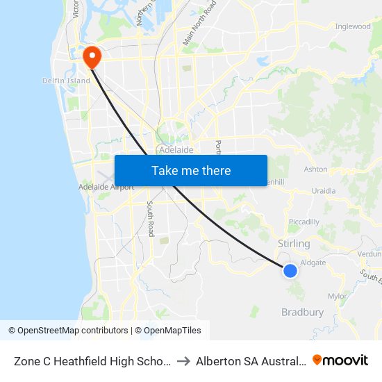 Zone C Heathfield High School to Alberton SA Australia map