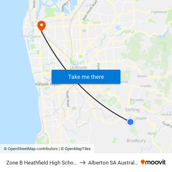 Zone B Heathfield High School to Alberton SA Australia map