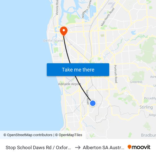 Stop School Daws Rd / Oxford Cir to Alberton SA Australia map