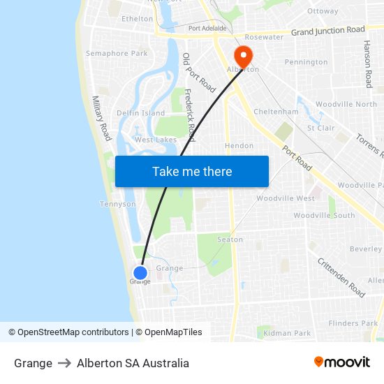 Grange to Alberton SA Australia map