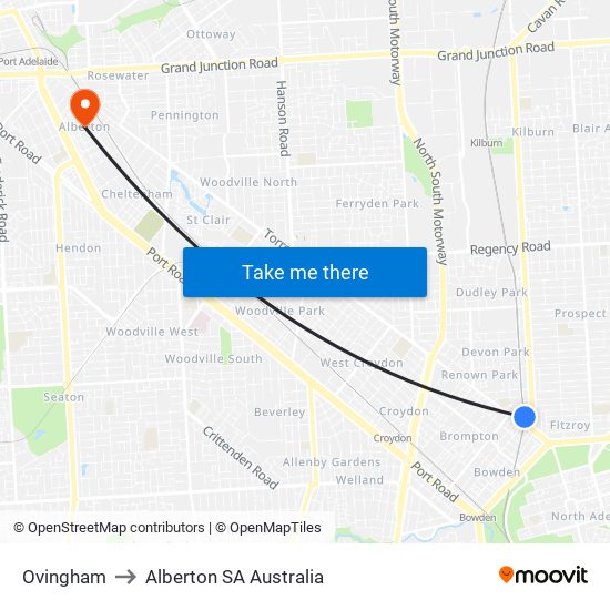 Ovingham to Alberton SA Australia map