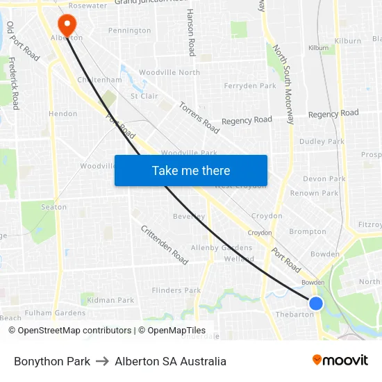 Bonython Park to Alberton SA Australia map