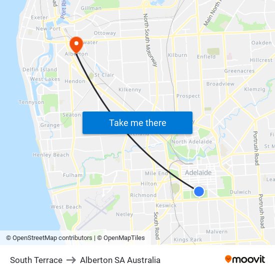 South Terrace to Alberton SA Australia map