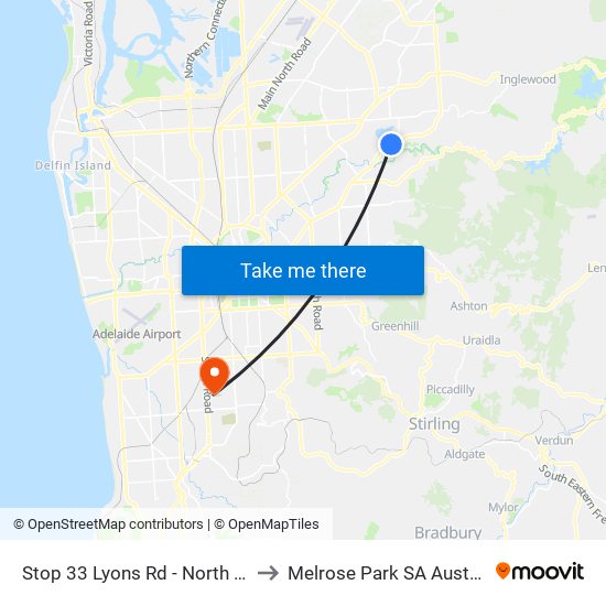 Stop 33 Lyons Rd - North side to Melrose Park SA Australia map