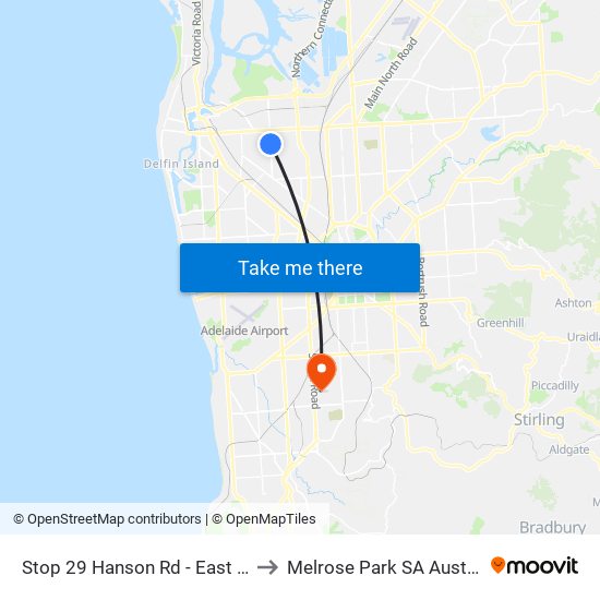 Stop 29 Hanson Rd - East side to Melrose Park SA Australia map