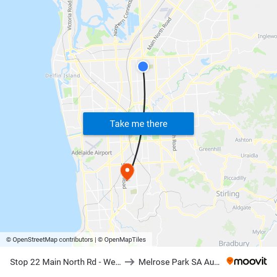 Stop 22 Main North Rd - West side to Melrose Park SA Australia map