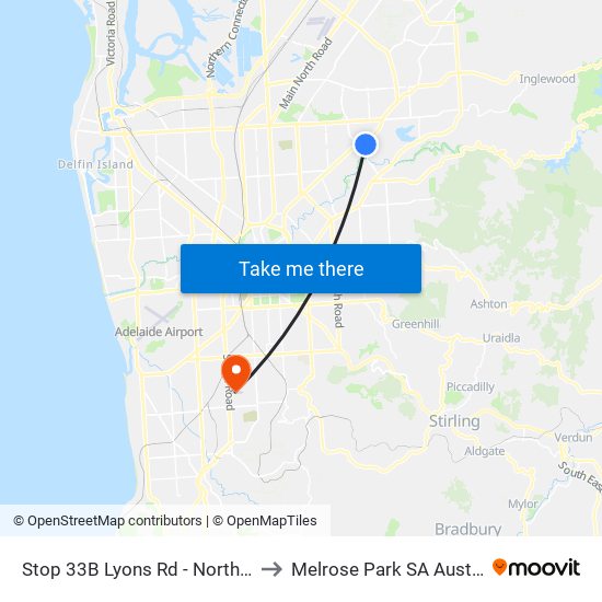 Stop 33B Lyons Rd - North side to Melrose Park SA Australia map