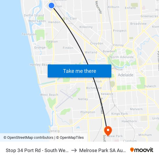 Stop 34 Port Rd - South West side to Melrose Park SA Australia map