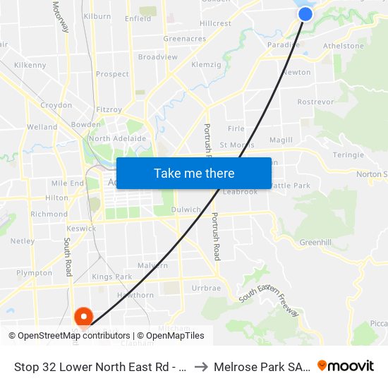 Stop 32 Lower North East Rd - South East side to Melrose Park SA Australia map