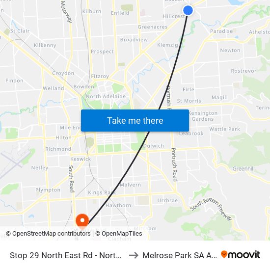 Stop 29 North East Rd - North West side to Melrose Park SA Australia map