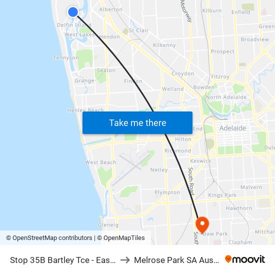 Stop 35B Bartley Tce - East side to Melrose Park SA Australia map
