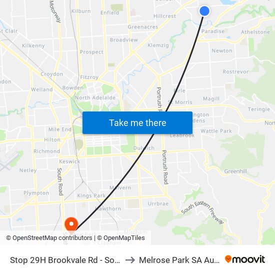 Stop 29H Brookvale Rd - South side to Melrose Park SA Australia map