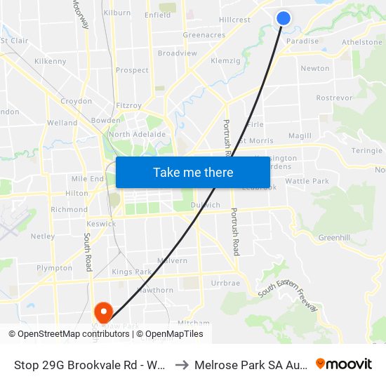 Stop 29G Brookvale Rd - West side to Melrose Park SA Australia map