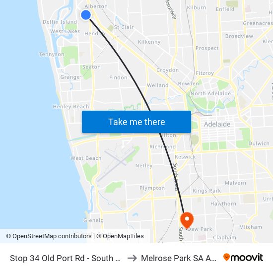 Stop 34 Old Port Rd - South West side to Melrose Park SA Australia map