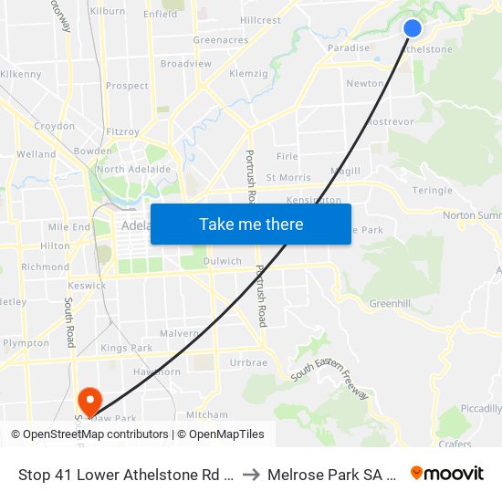 Stop 41 Lower Athelstone Rd - North side to Melrose Park SA Australia map