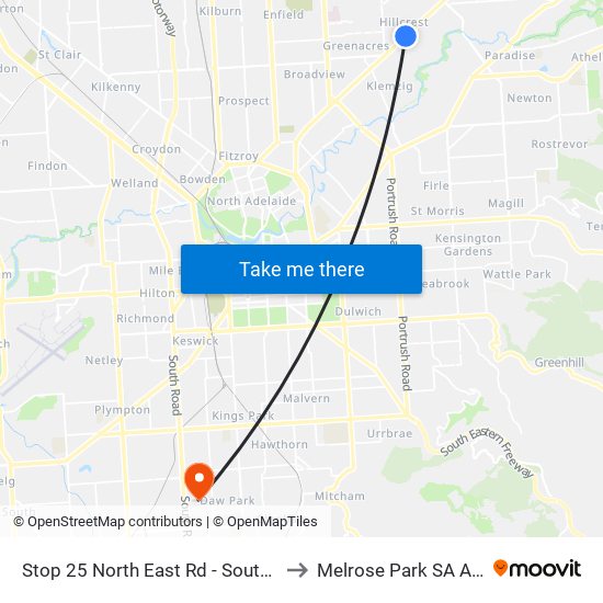 Stop 25 North East Rd - South East side to Melrose Park SA Australia map