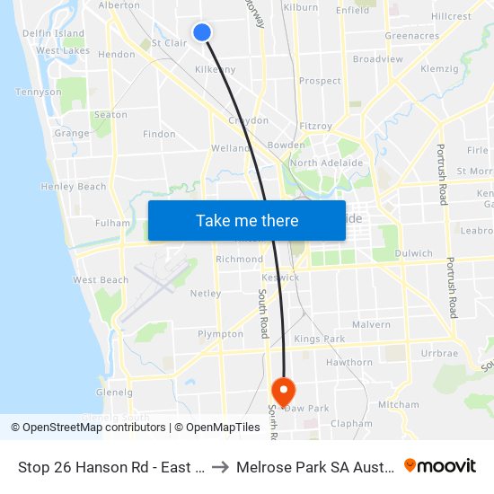 Stop 26 Hanson Rd - East side to Melrose Park SA Australia map