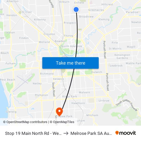 Stop 19 Main North Rd - West side to Melrose Park SA Australia map